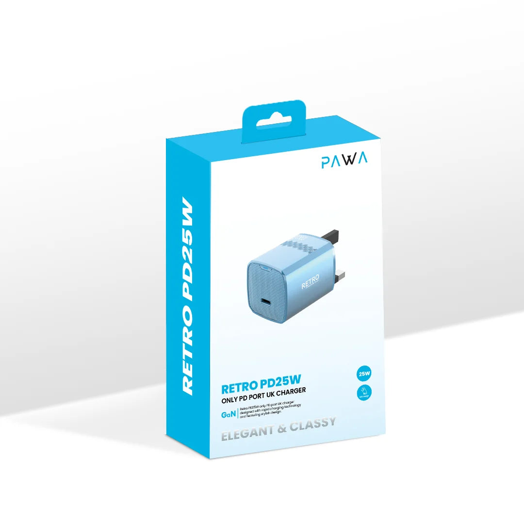 Pawa Retro 25W With Type-C Port Uk Plug -Blue
