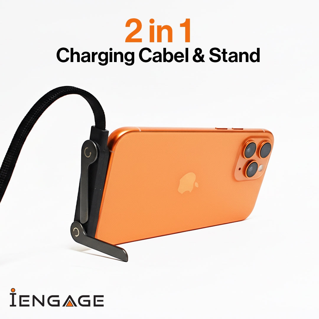 iEngage T-Angled 240W 2-In-1 USB-C Cable With Phone Stand Bracket ( 1.5 meter )