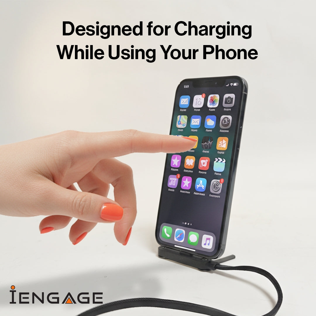 iEngage T-Angled 240W 2-In-1 USB-C Cable With Phone Stand Bracket ( 1.5 meter )