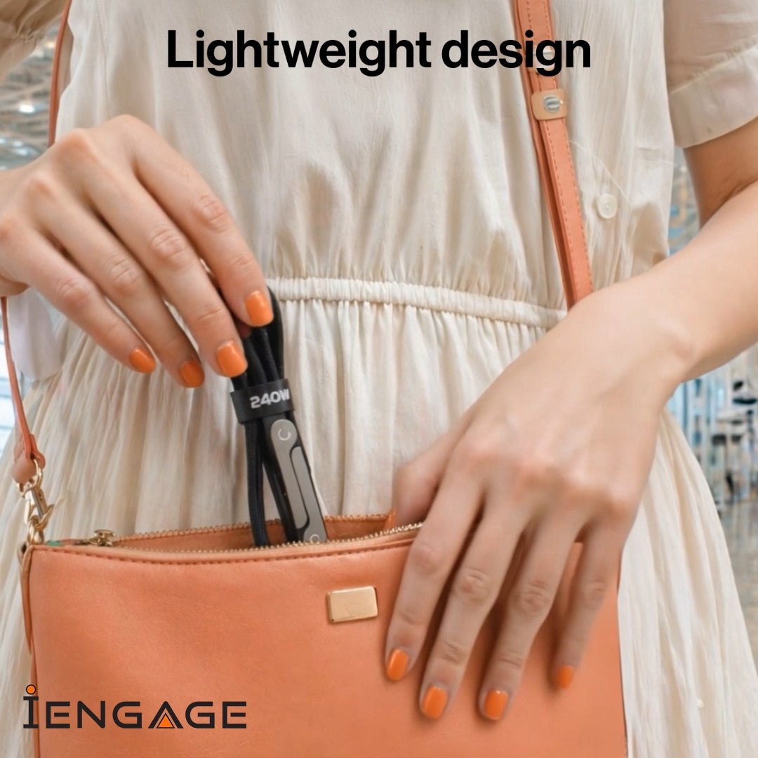 iEngage T-Angled 240W 2-In-1 USB-C Cable With Phone Stand Bracket ( 1.5 meter )