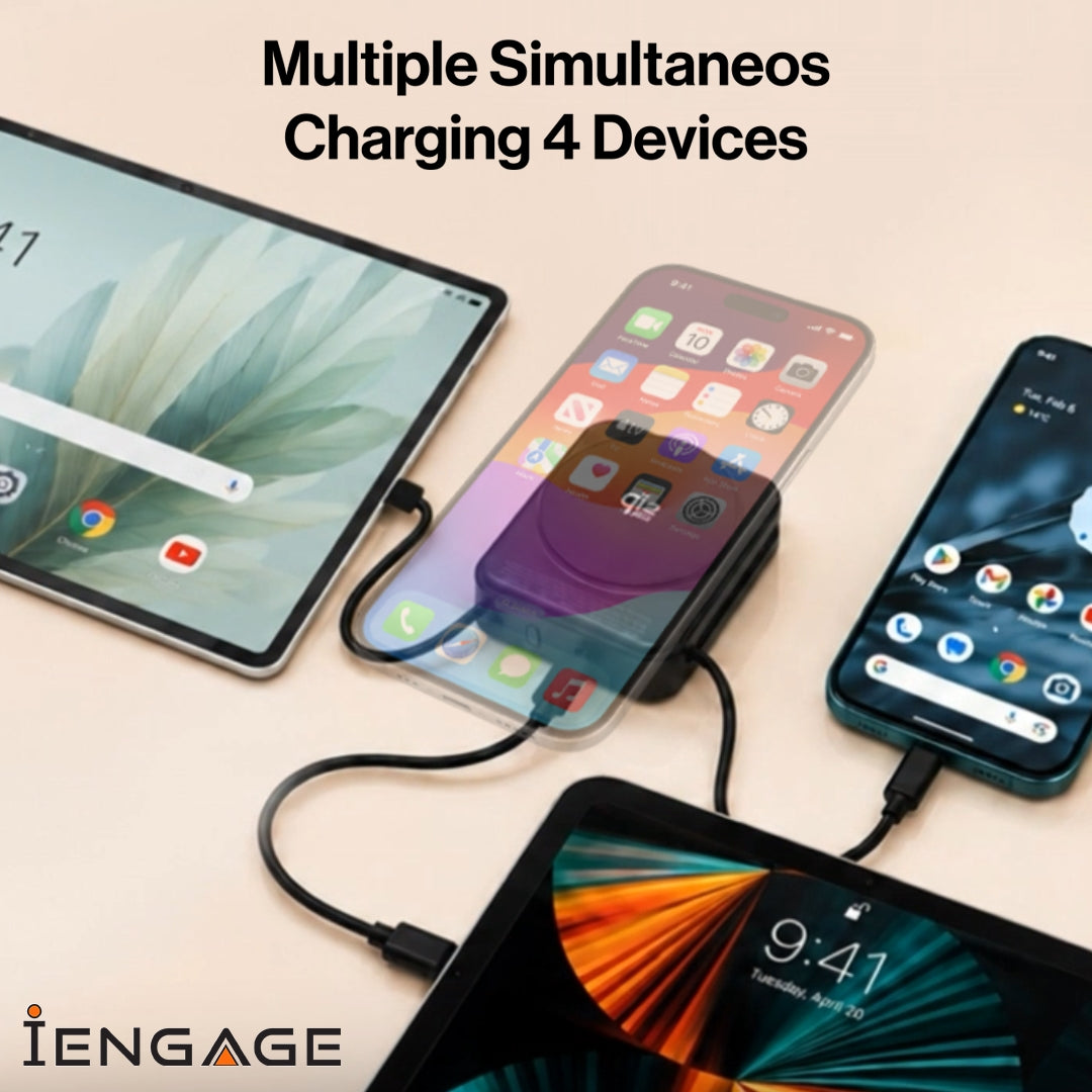 iEngage 10000mAh Semi Solid Battery Qi2.2 Magsafe Powerbank مع كابلات مدمجة 