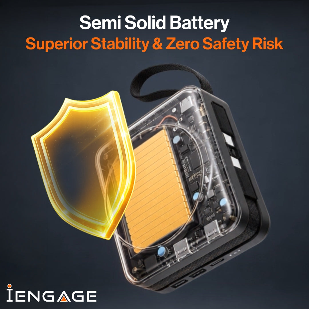iEngage 10000mAh Semi Solid Battery Qi2.2 Magsafe Powerbank مع كابلات مدمجة 