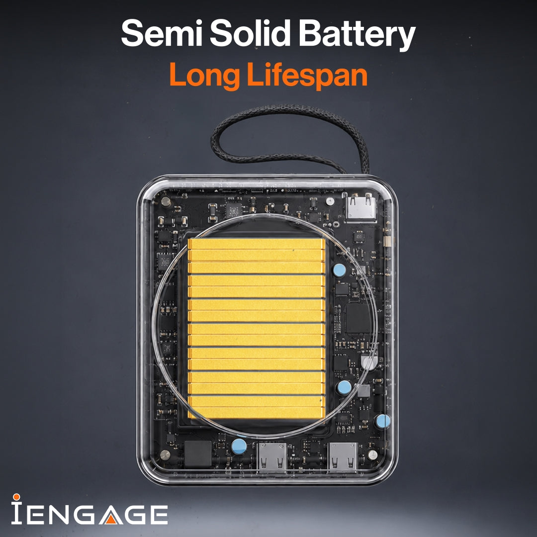iEngage 10000mAh Semi Solid Battery Qi2.2 Magsafe Powerbank مع كابلات مدمجة 