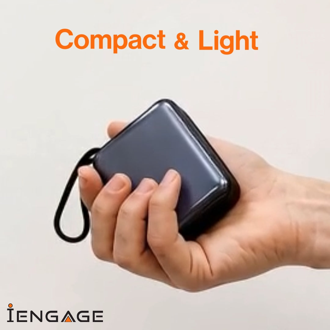 iEngage 10000mAh Semi Solid Battery Qi2.2 Magsafe Powerbank مع كابلات مدمجة 