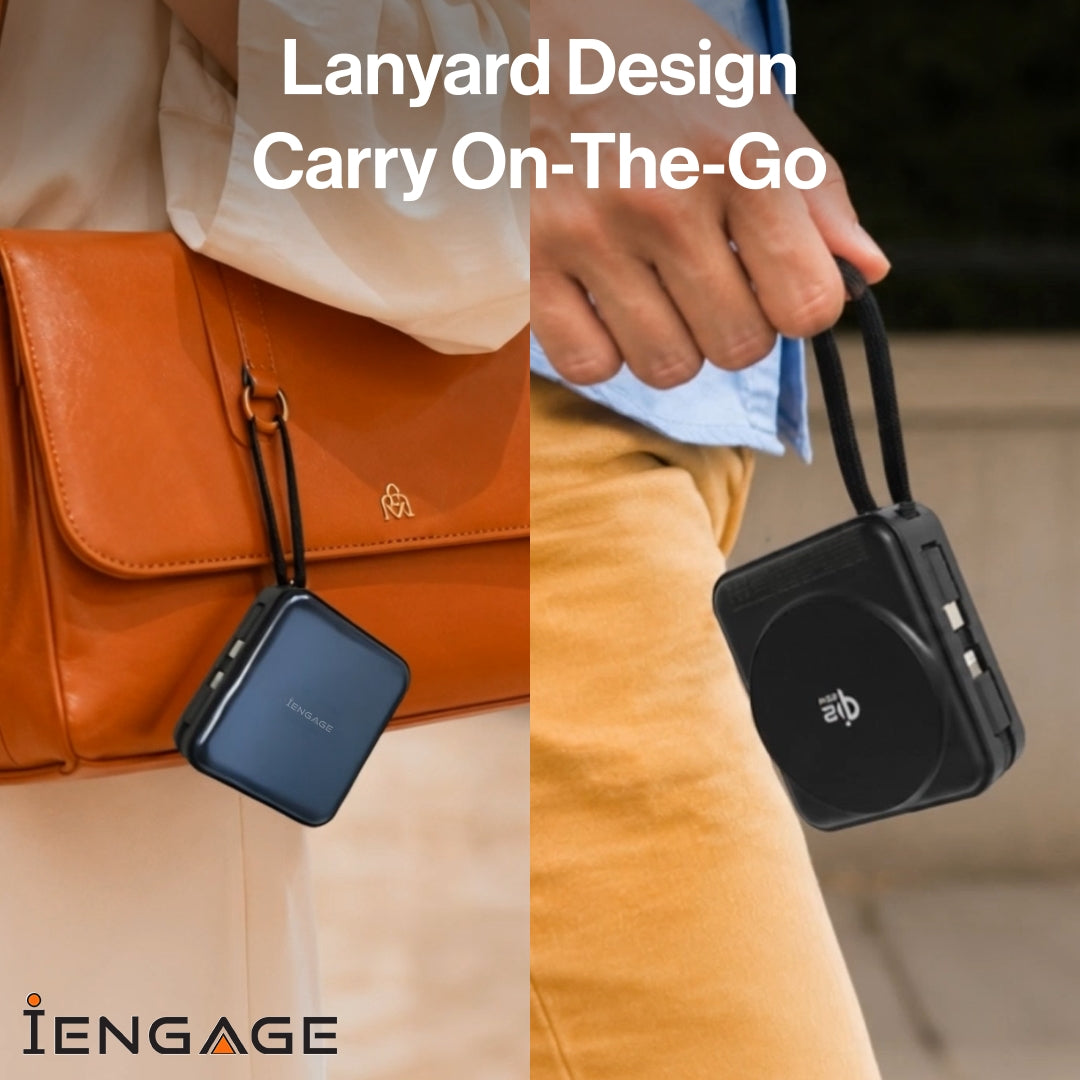 iEngage 10000mAh Semi Solid Battery Qi2.2 Magsafe Powerbank مع كابلات مدمجة 