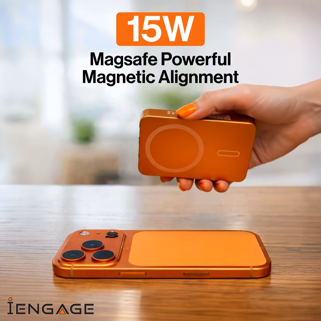 iEngage 10000mAh Semi Solid Battery Wireless Charging Powerbank (Orange)