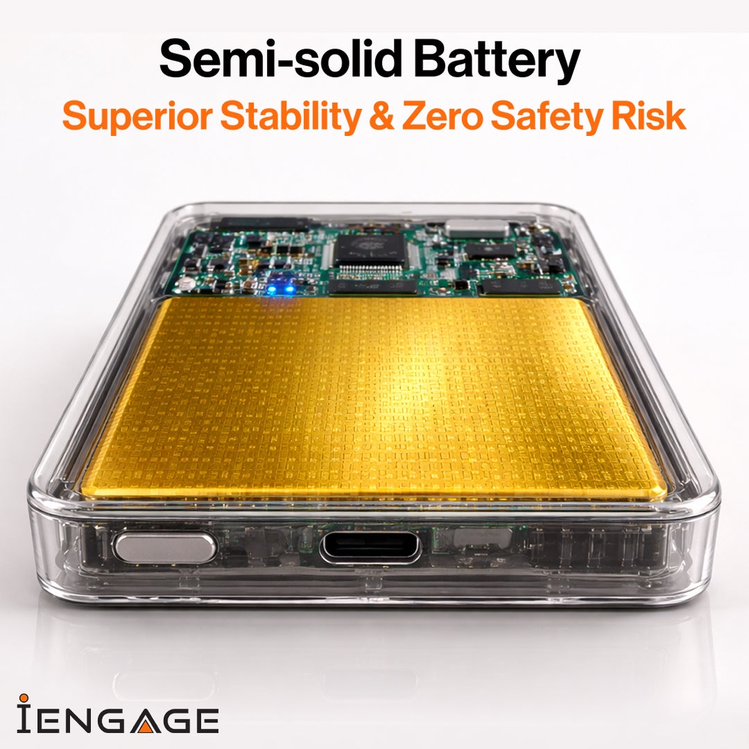 iEngage 10000mAh Semi Solid Battery Wireless Charging Powerbank (Orange)
