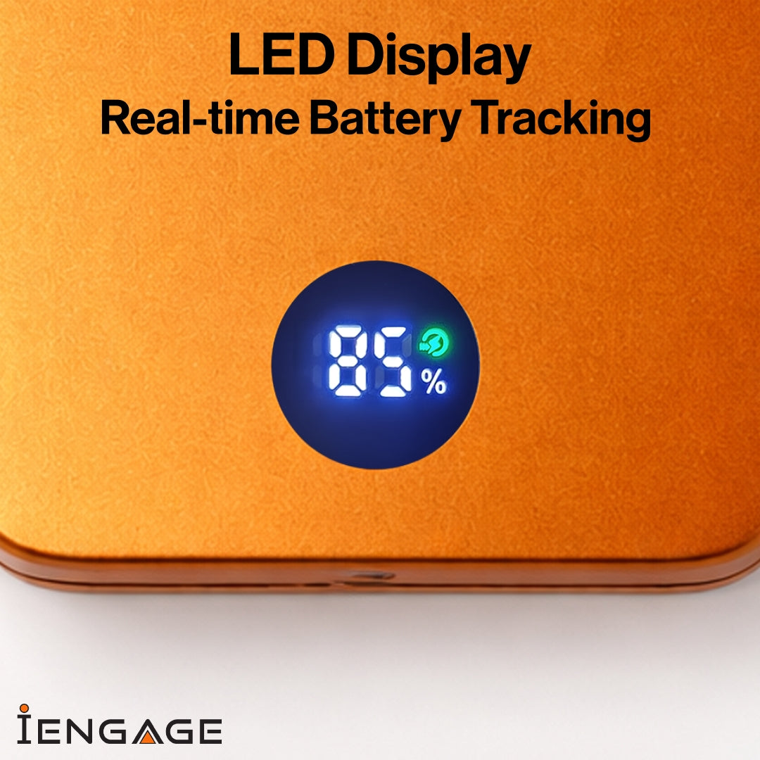 iEngage 10000mAh Semi Solid Battery Wireless Charging Powerbank (Orange)