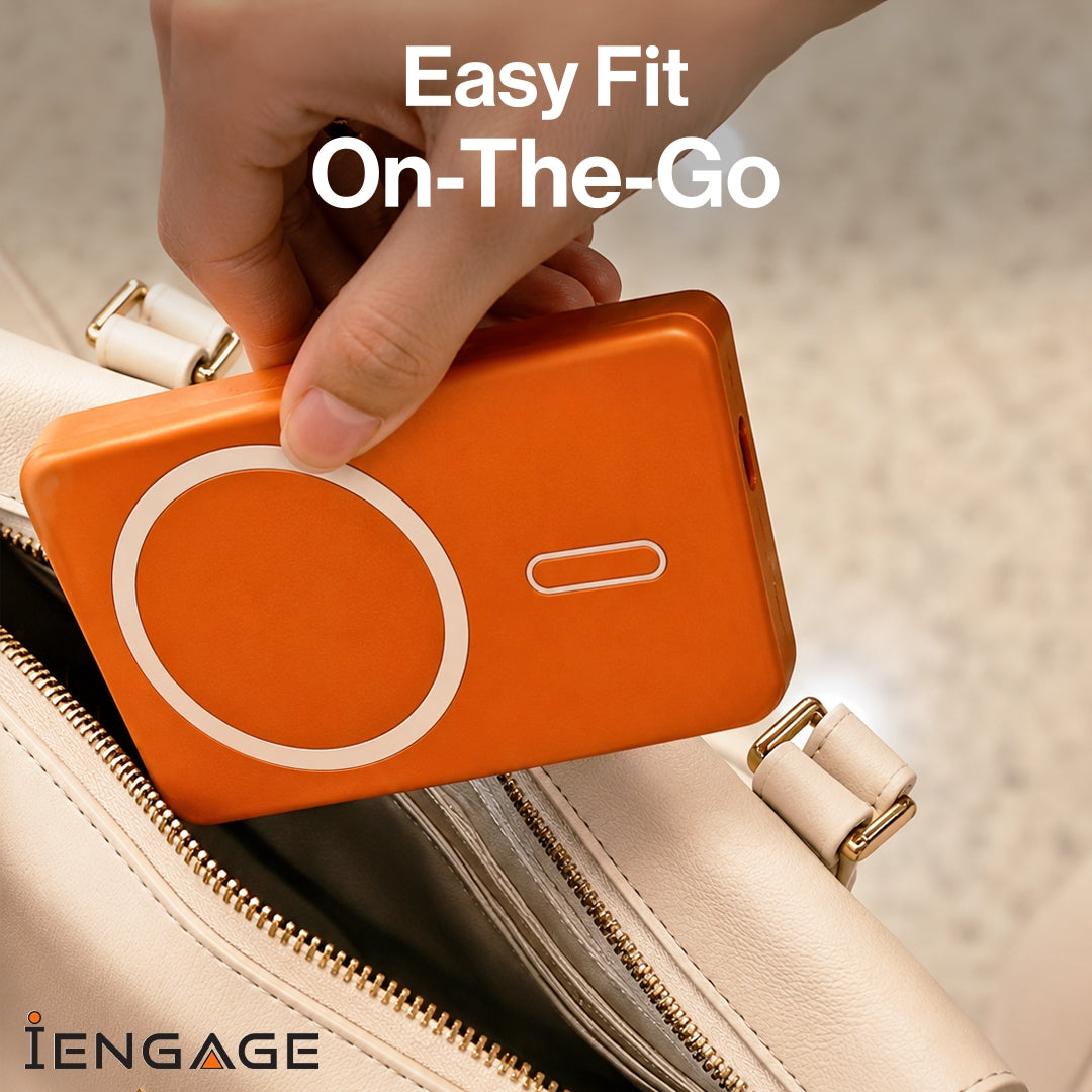 iEngage 10000mAh Semi Solid Battery Wireless Charging Powerbank (Orange)
