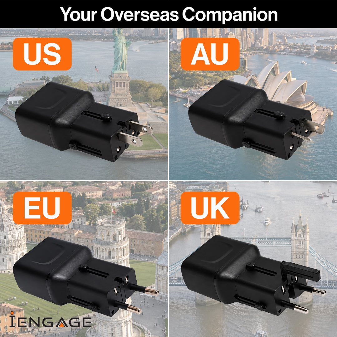 iEngage 65W Dual Usb-C Port Mini Universal Gan Power Adapter(Black)