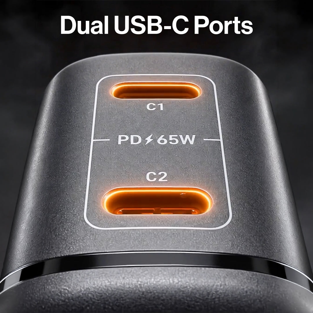 iEngage 65W Dual Usb-C Port Mini Universal Gan Power Adapter(Black)