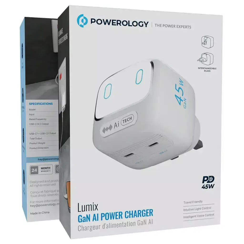 Powerology Lumix Gan Ai Power Charger White