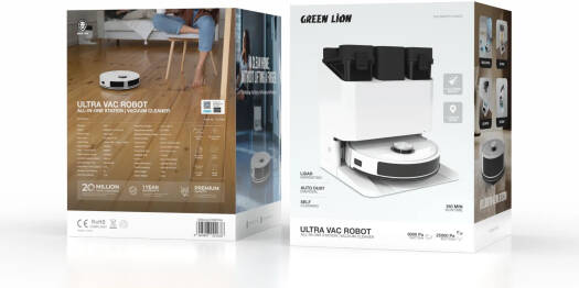 Green Lion Ultra Vac Robot Vacuum Cleaner 8000Pa Suction - White