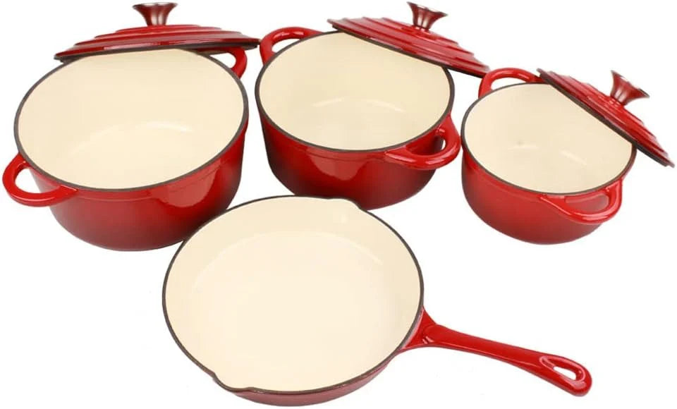 OSFE-7PCS Cast Iron Cookware Set-CI7-RED