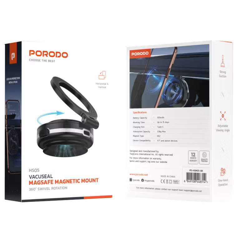 Porodo HS05 Vacuseal MagSafe Magnetic Mount -Black