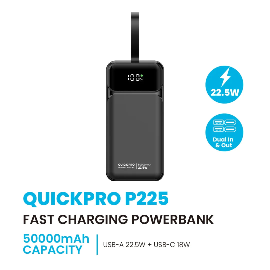 Pawa QuickPro P225 Fast Charging Powerbank with 50000mAh Capacity.