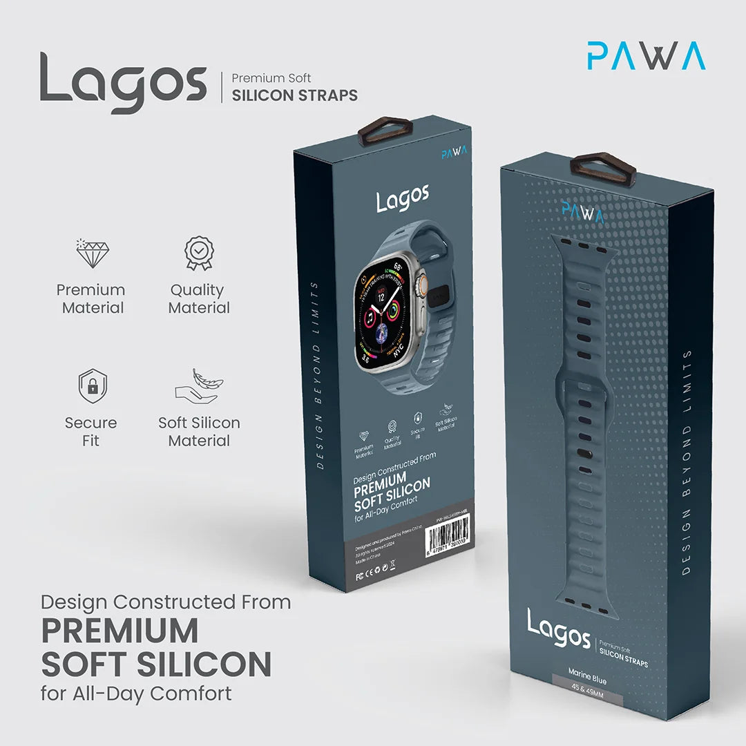 Pawa Lagos Premium Soft Silicon Strap 45/49MM - Marine Blue