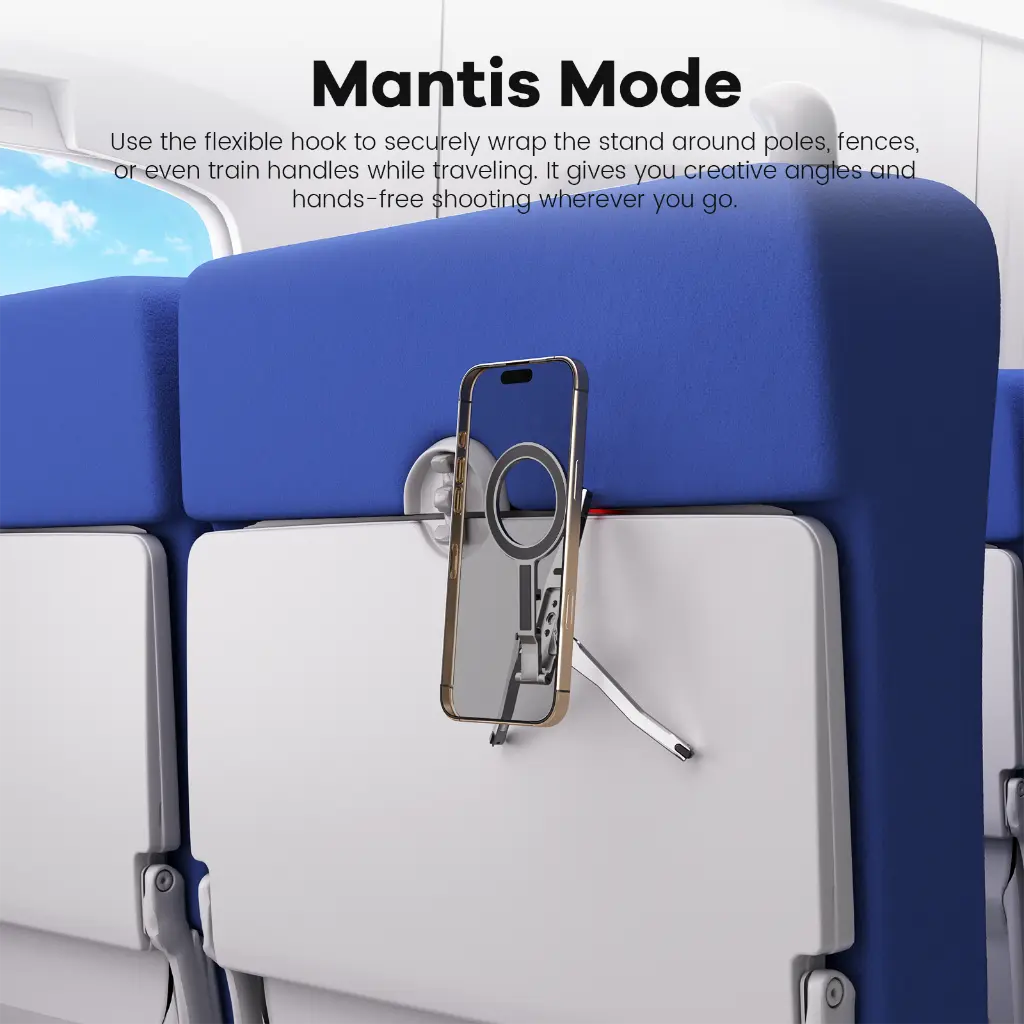 ZLOS PS03 MagFlex Multi-Stand, Foldable MagSafe Tripod Phone Holder-Universal Magnetic Mount