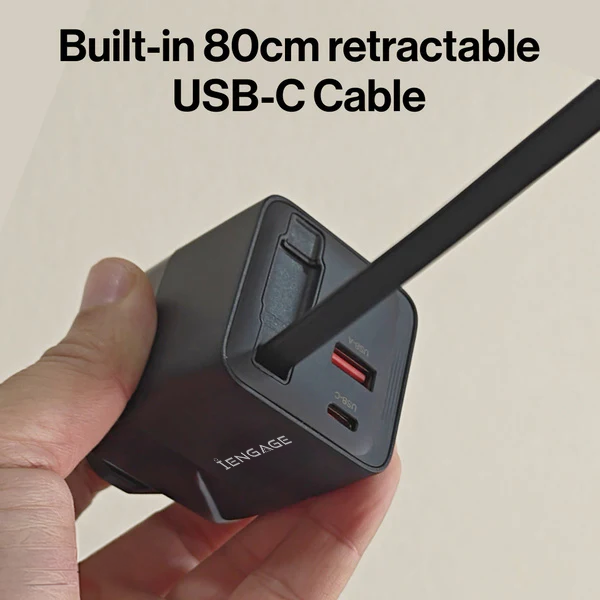 iEngage Dual Port C+A 65W Gan Power Adapter With Usb-C Cable