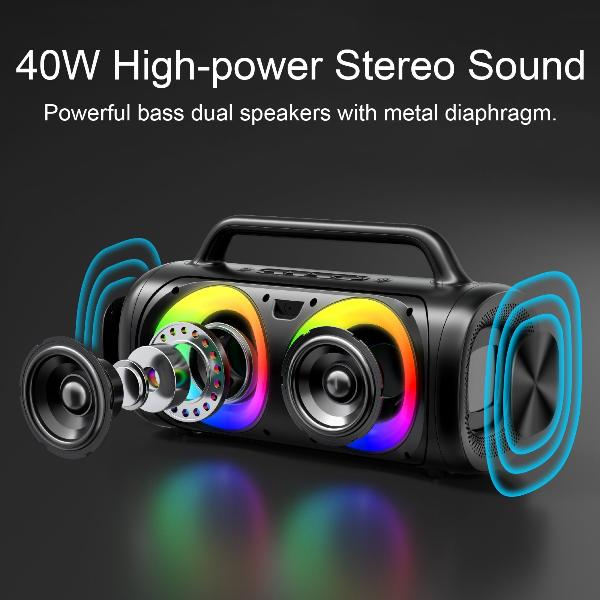 JR-MW02 40W Wireless Speaker with RGB Lights