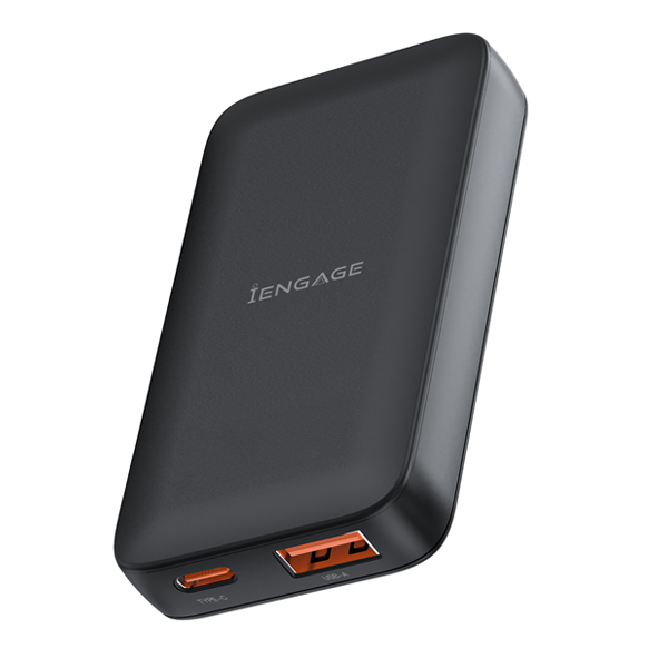 iEngage GaN 65W Dual Port (USB A+USB C) Flat Power Adapter With UK/EU Plug