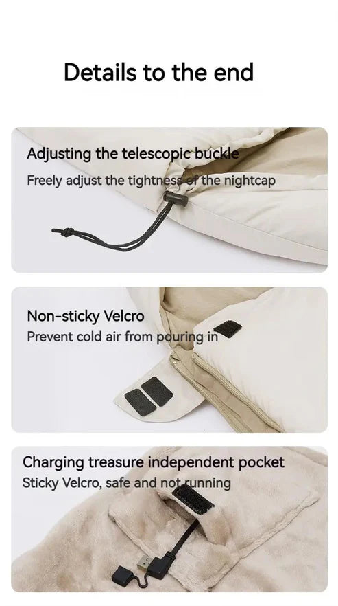 Naturehike RiXuan Envelope Hooded (USB-Heating) Cotton Sleeping Bag - Brown BE400 Right Zipper (220*80)