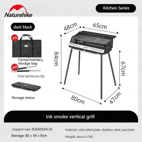 Naturehike Vertical Barbecue Grill - Black (80*48*84)