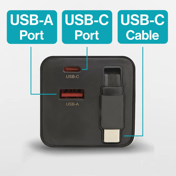 iEngage Dual Port C+A 65W Gan Power Adapter With Usb-C Cable