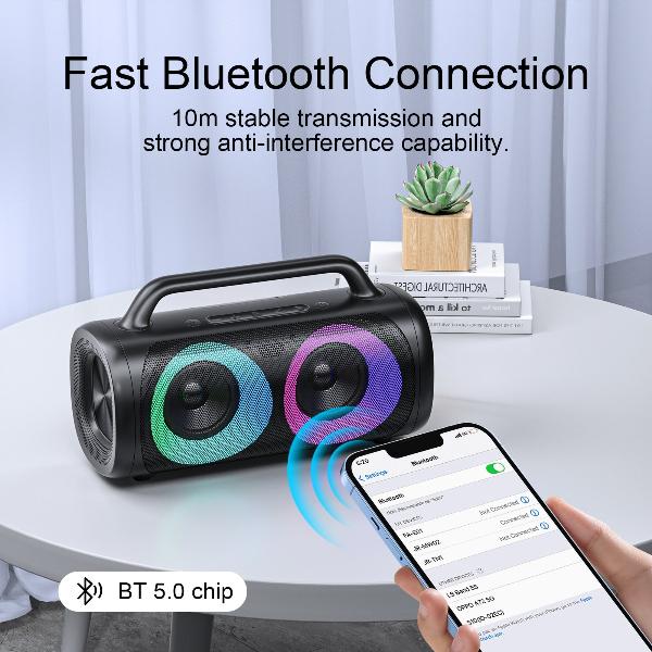 JR-MW02 40W Wireless Speaker with RGB Lights