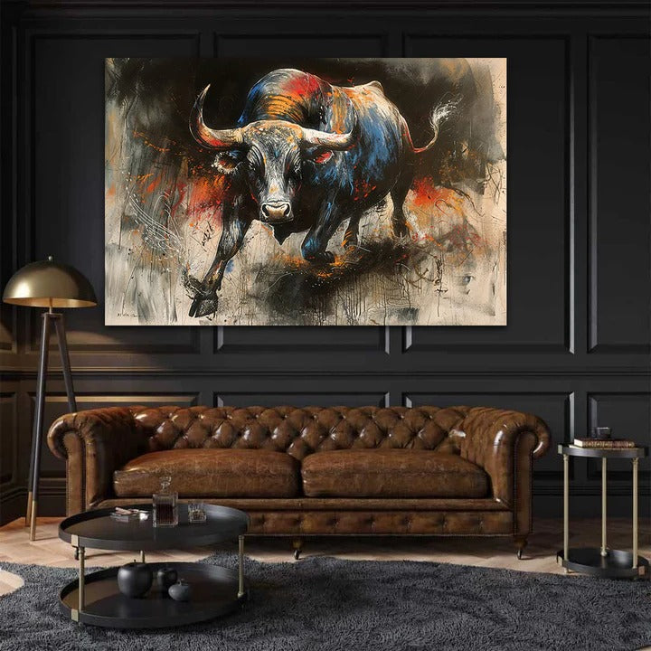 The Bull Board Canvas Painting (80H X 55W)