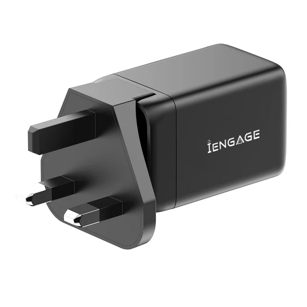 iEngage Dual Port 48W Power Adapter With Interchangeable Uk/Eu Plug