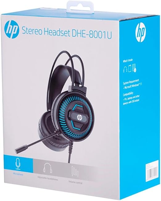 HP Dhe-8001U Wired Led Headsets, Black | Dhe-8001U