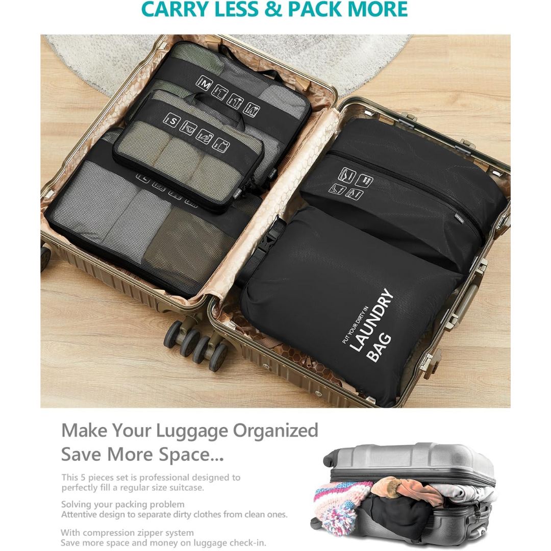 TRAVELEST 5 Pieces Travel Luggage Packing Cubes