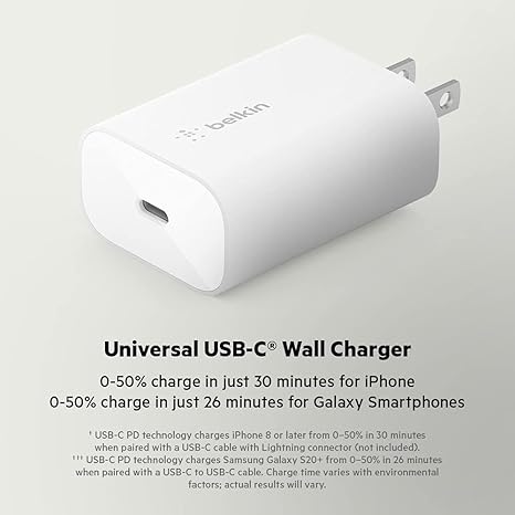 Belkin 25W Usbc Pd Wall Charger With Pps Wht