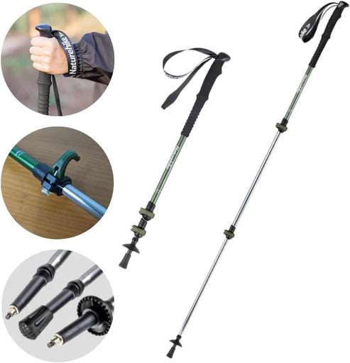 Naturehike Qing Tue3-Node 6061 Aluminum Alloy Trekking Pole -Black  Men-62-135CM