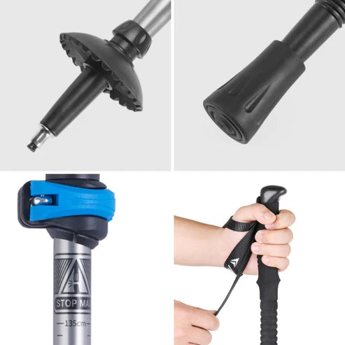 Naturehike Qing Tue3-Node 6061 Aluminum Alloy Trekking Pole -Black  Men-62-135CM