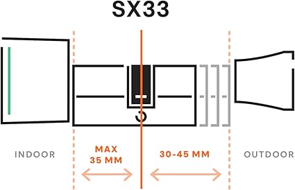 قفل أسطوانة ذكي غامق SX -33 - أسود