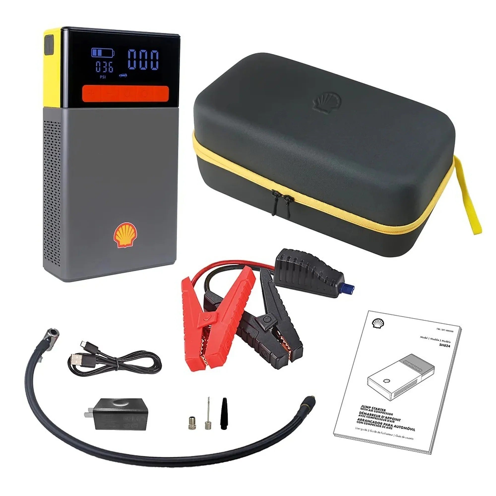 SHELL SH824 Car Jump Starter 24000mAh 12V 2000A with Accessories