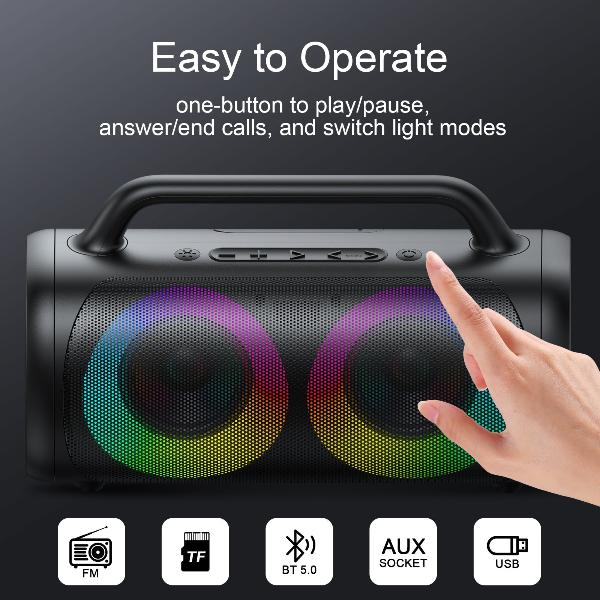 JR-MW02 40W Wireless Speaker with RGB Lights