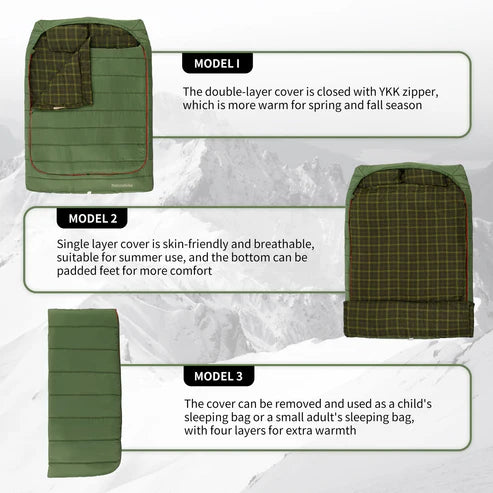 Naturehike Akino Double Sleeping Bag - Dill Green (220*160)