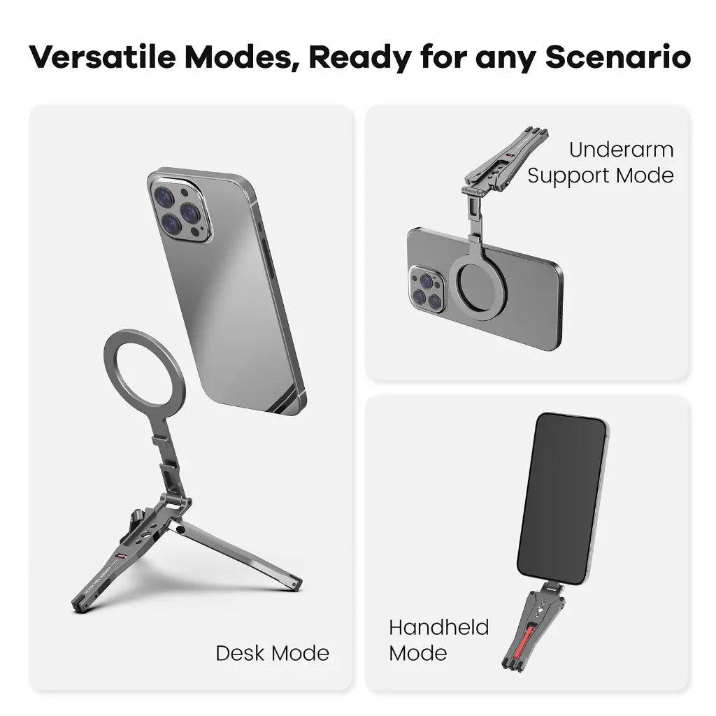 ZLOS PS03 MagFlex Multi-Stand, Foldable MagSafe Tripod Phone Holder-Universal Magnetic Mount