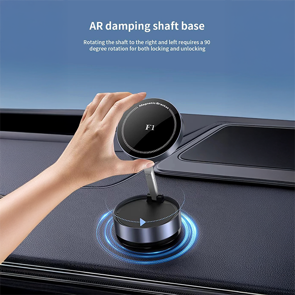 360 درجة تدور حامل هاتف مغناطيسي قابلة للطي مع شفط قوي - أسود