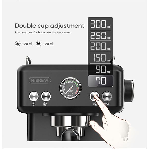 HiBREW Semi Automatic Espresso Coffee Machine Temperature Adjustable H10A - Black