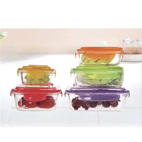 WESTINGHOUSE-5pcs Glass Storage Set With Color Lids