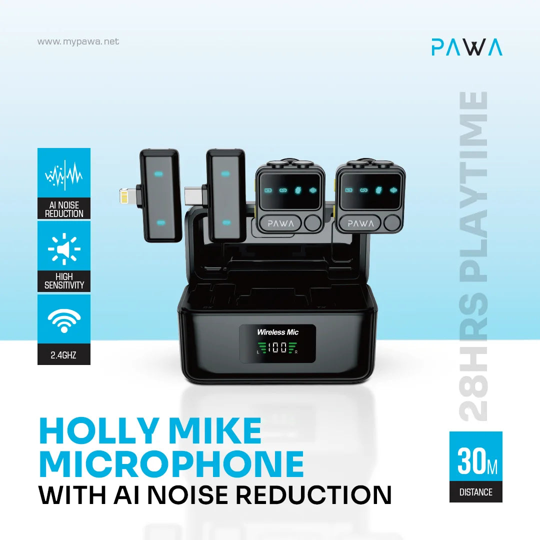 Pawa Holly Mike Microphone with AI Noise Reduction