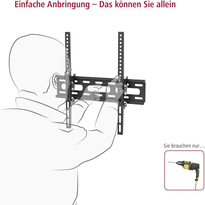 Hama FIX TV Wall Bracket, 1 Star,  191 cm (75') 40Kg - Black