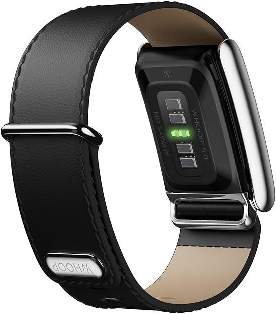 Whoop Leather luxe 5.0 Wrist Band Genuine Italian Leather Straight Small - Black