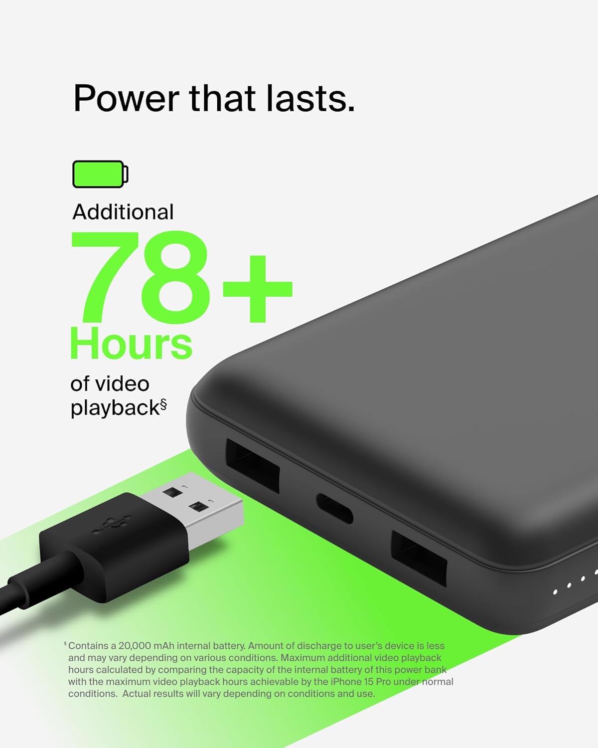 Belkin 20K Power Bank Usb-A & C 15W  Black(Bpb012Btbk)