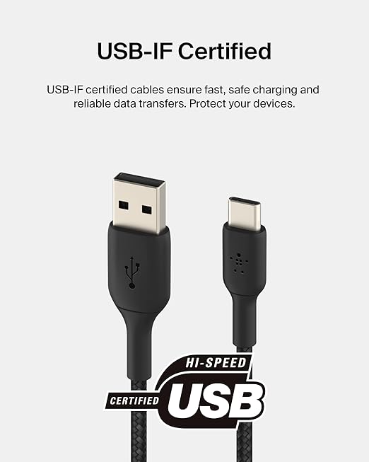 Belkin Premium Braided C-Usb A Cable 1M Black Cab002Bt1Mbk