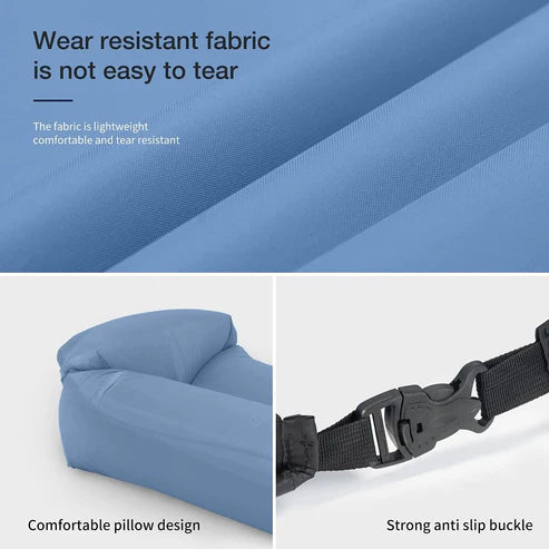 Naturehike Double Pillow Lazy Inflatable Sofa  - Blue (180*70*52)